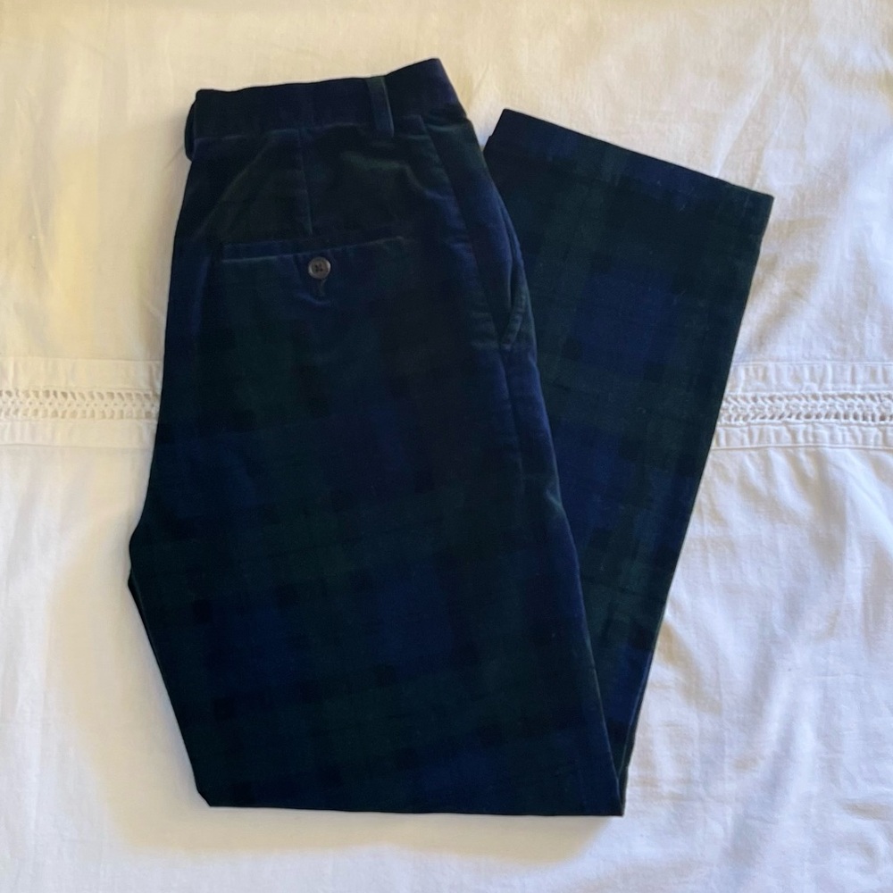 Ralph Lauren Velvet Green and Blue Tartan Pants